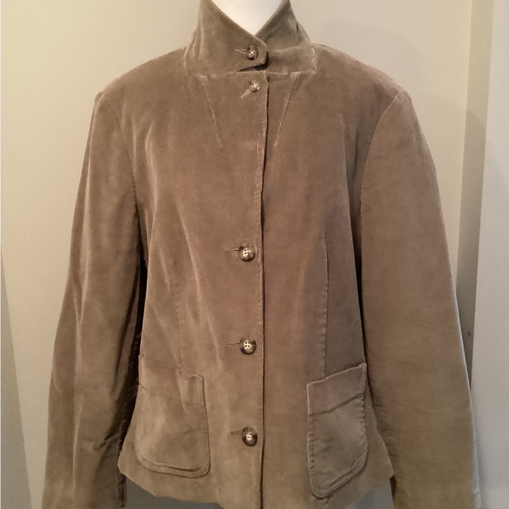 LL Bean Vintage Women’s Tan Corduroy Blazer Jacket Size 14 Petite